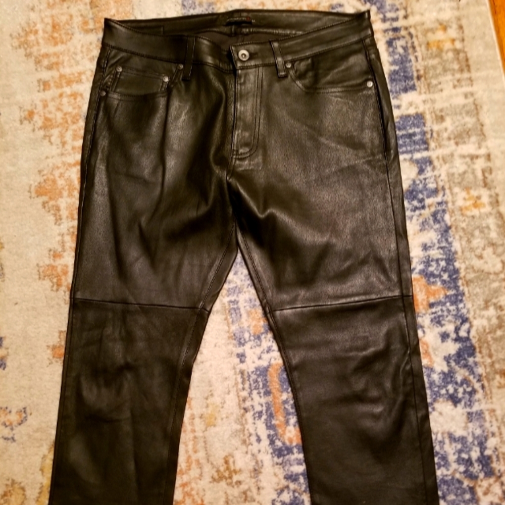 JOHN VAVARTOS BLACK LEATHER PANTS SZ 31